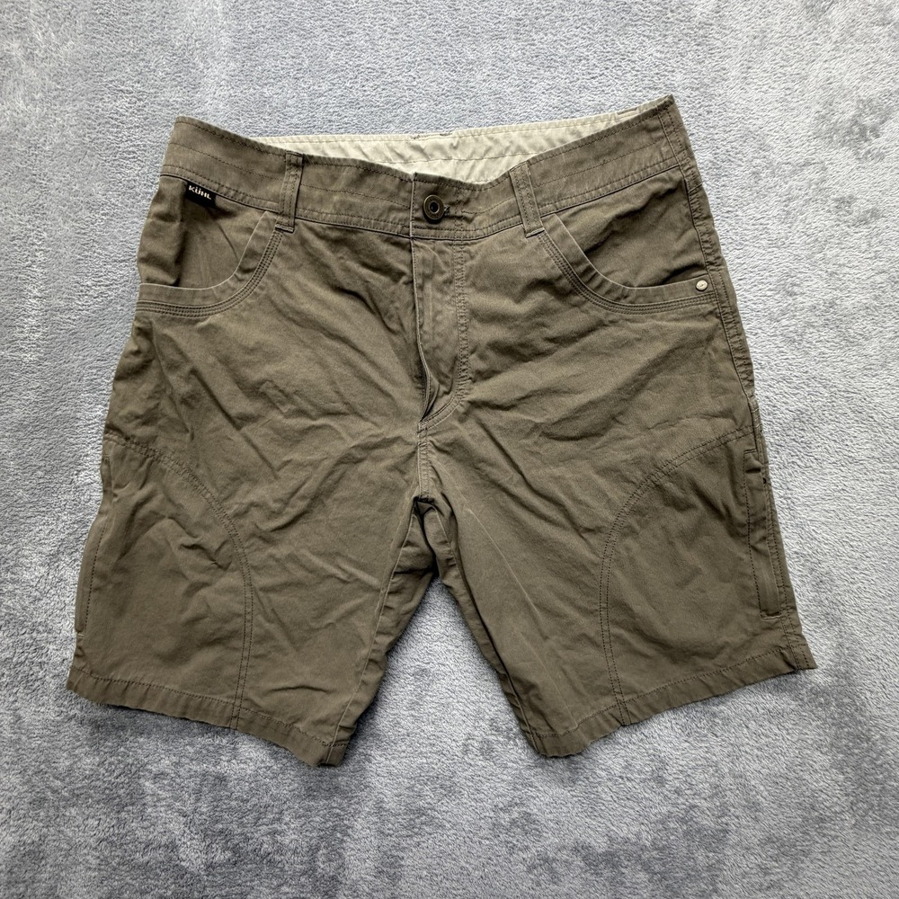 Kuhl Shorts Mens Measured 35x10 Brown Canvas Stretch Utility Travel Hiking